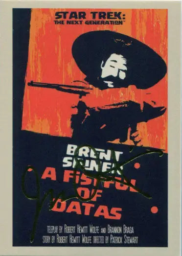 Stylized poster for Star Trek: The Next Generation A Fistful of Datas gold foil stamped print