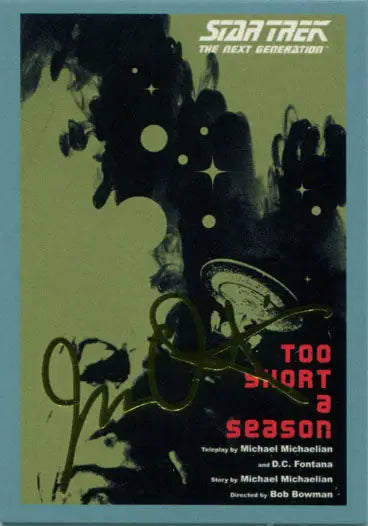 Book cover for Star Trek The Next Generation Too Short a Season gold foil stamped design