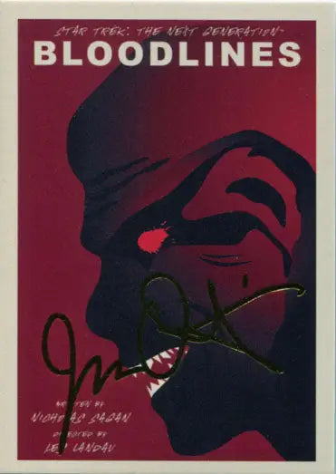 Book cover for Bloodlines with dark face and red eye on burgundy, gold foil stamped design