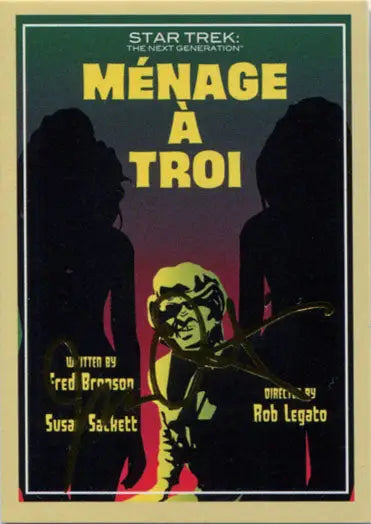 Vintage Star Trek TNG poster for Ménage à Troi with gold foil stamped design
