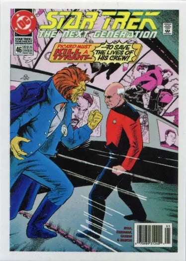 Comic book cover featuring Star Trek: The Next Generation characters in a dramatic scene