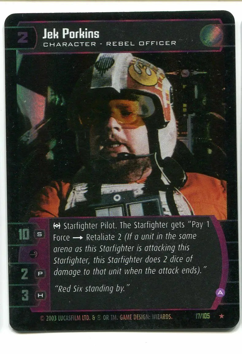 Jek Porkins Star Wars card from TCG WOTC Battle of Yavin #17/105 Rare Holo Foil
