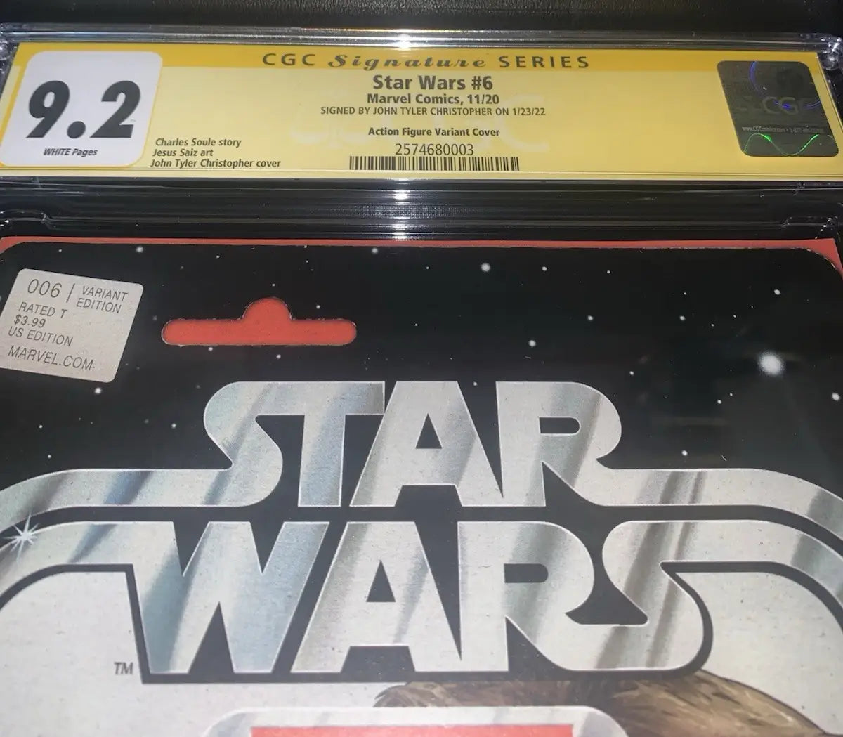 Star Wars #6 Action Figure Variant CGC 9.2 Signature Ser John Tyler Christopher