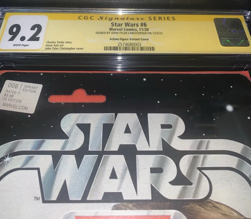 Star Wars #6 Action Figure Variant CGC 9.2 Signature Ser John Tyler Christopher - Comic Book