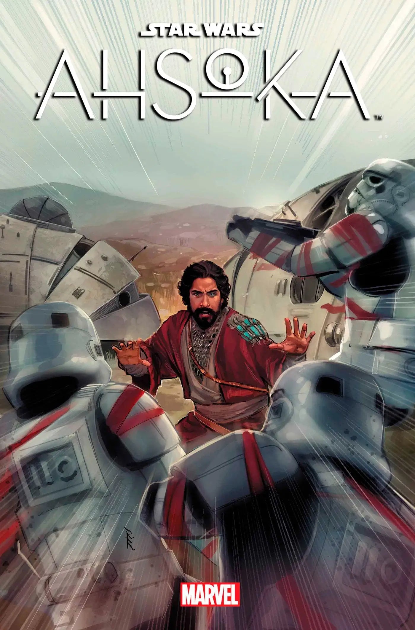 Star Wars Ahsoka #7 Rod Reis Variant cover featuring character in red robes and Clone Troopers