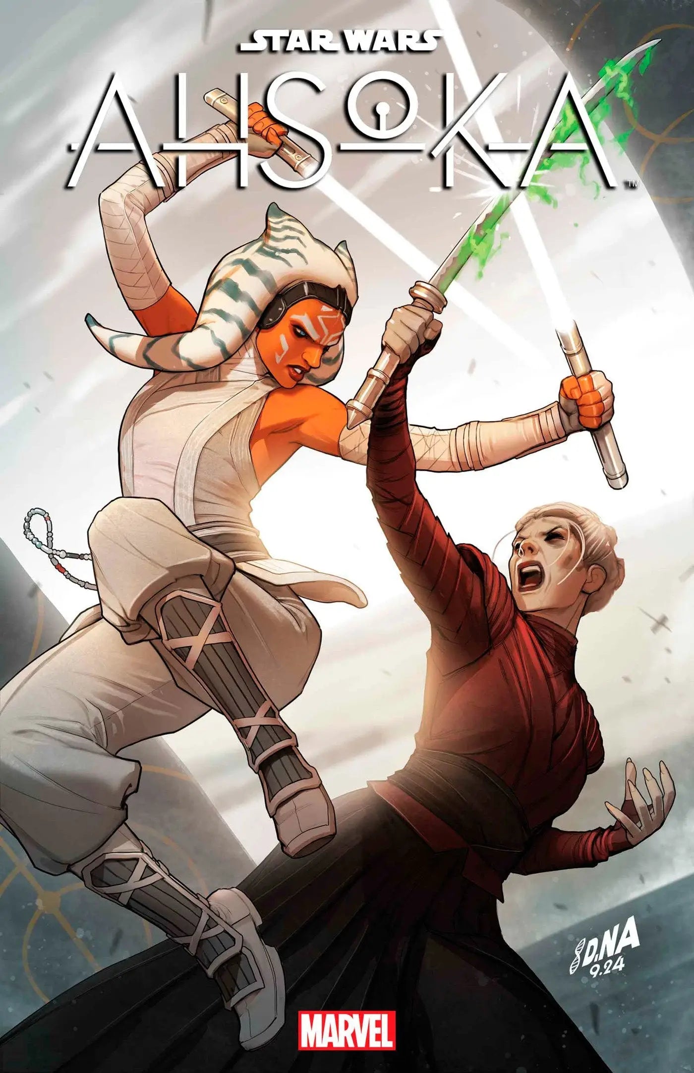 Star Wars Ahsoka comic book cover from Star Wars Ahsoka #8 featuring Ahsoka Tano