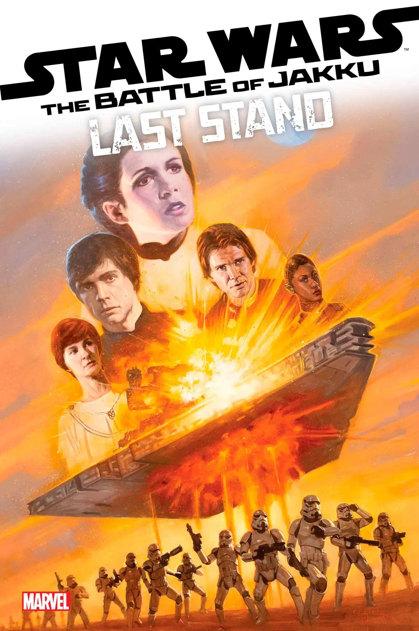 Comic book cover art for Star Wars Battle of Jakku Last Stand #4 with stormtroopers