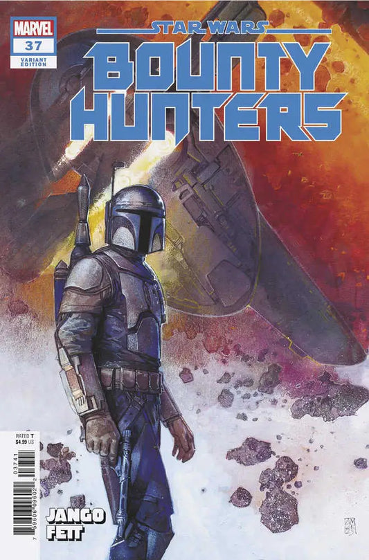 Comic book cover of Jango Fett as a Mandalorian in Star Wars Bounty Hunters 37