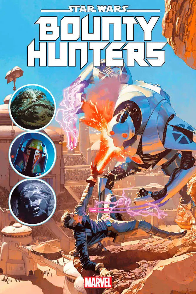 Comic book cover for Star Wars: Bounty Hunters 42 with action in a desert setting
