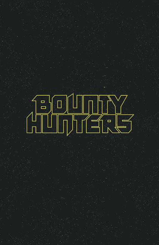 Green outlined text reading BOUNTY HUNTERS on dark background for Star Wars trading cards