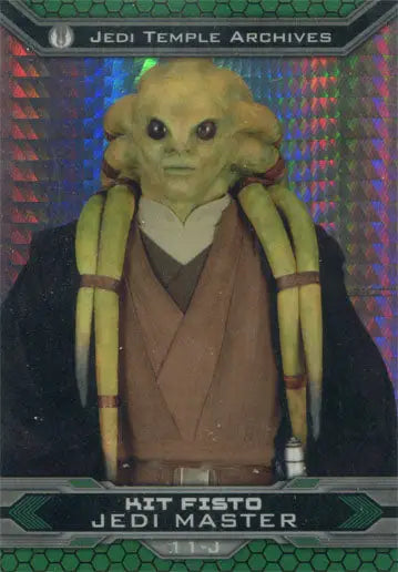 Alien Jedi Master with yellow skin and large head on Star Wars Prism Refractor base card