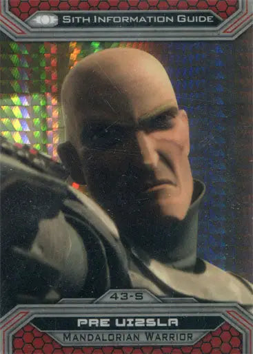 Stern-faced bald man in white armor on Star Wars Prism Refractor trading card