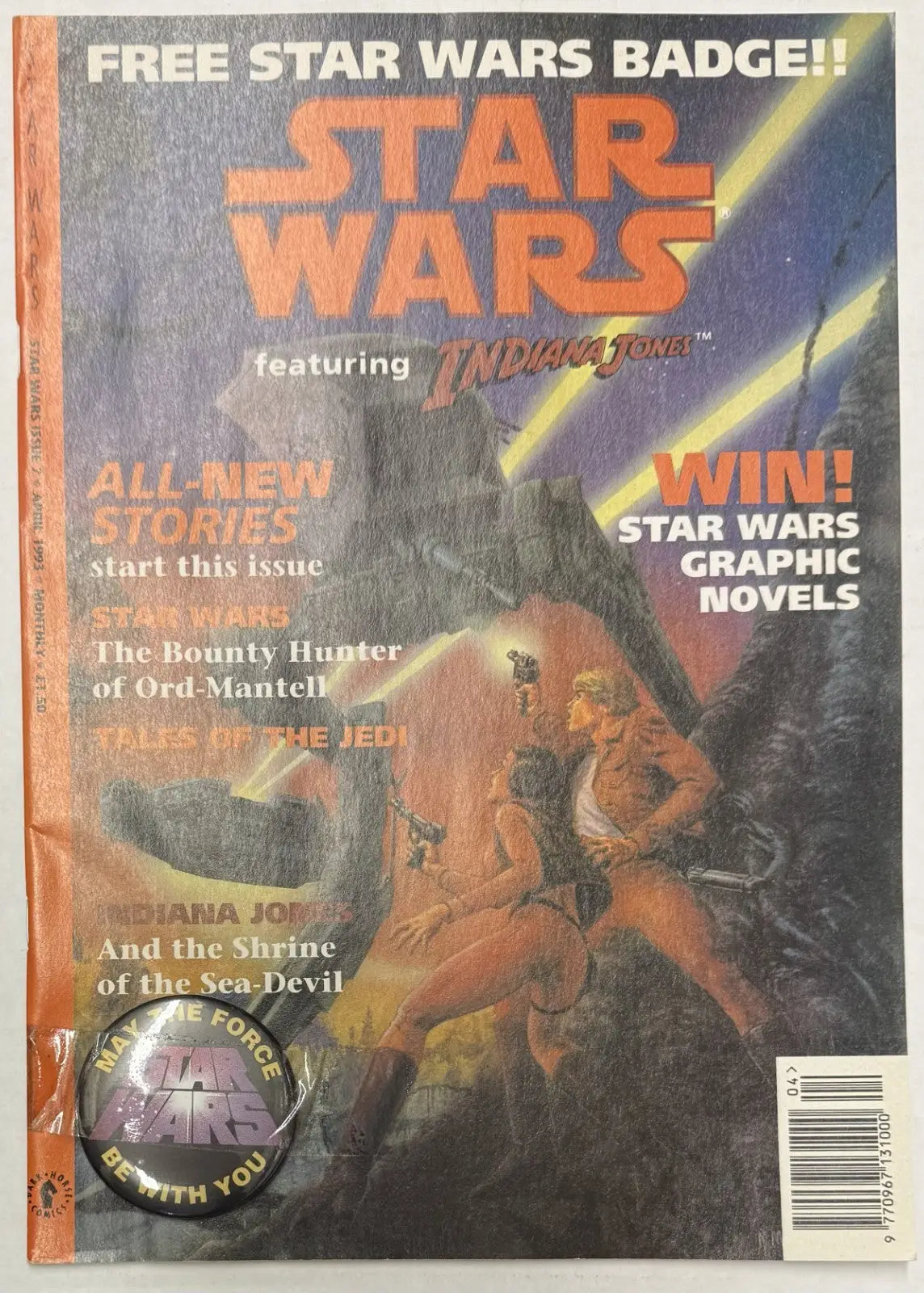 Star Wars Comic featuring Indiana Jones - Issue 7 1993 Dark Horse Vutto w/Button - Comic Book