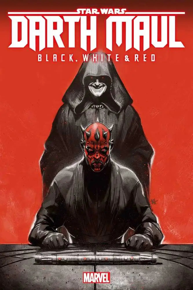 Star Wars Darth Maul Black White & Red #1 comic cover with hooded figure and red backdrop