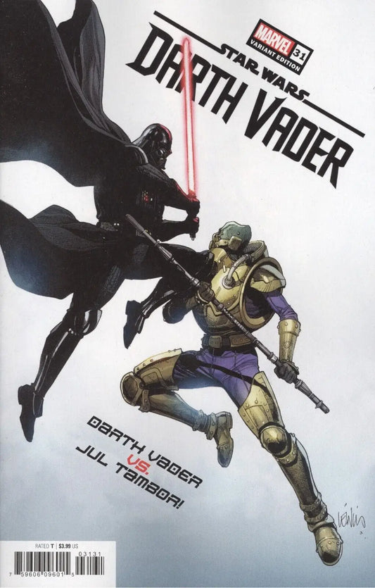 Comic book cover of Star Wars Darth Vader #31 with dynamic combat poses, great for trading cards