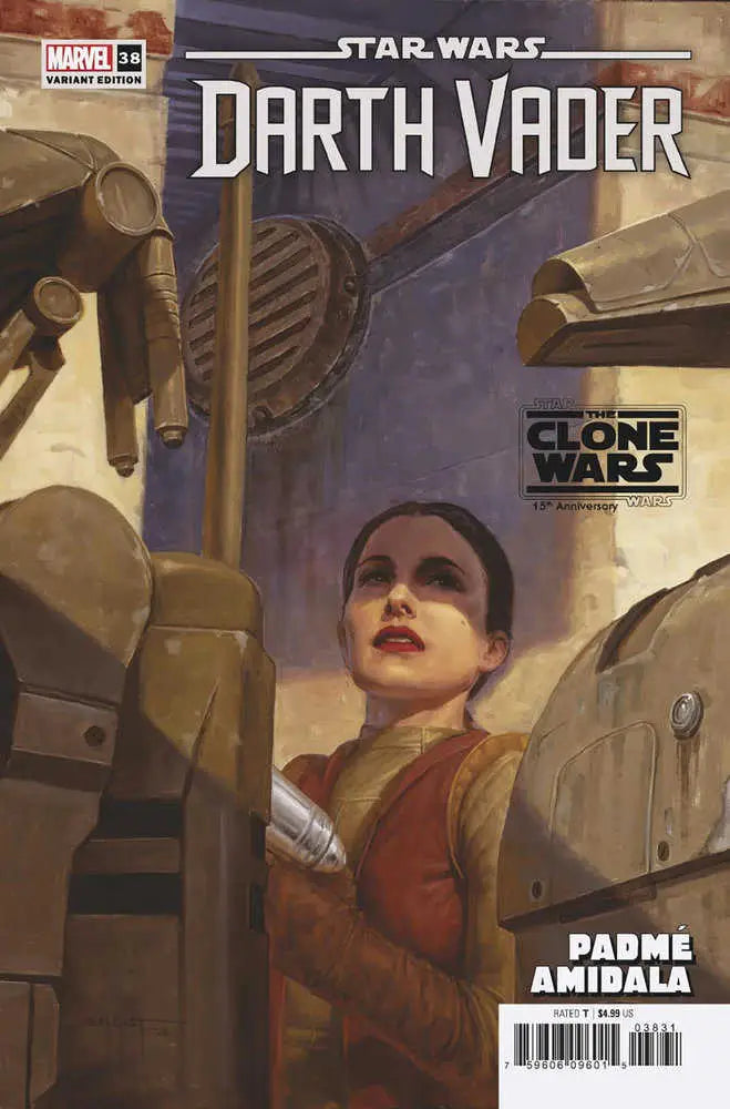 Comic book cover for Star Wars Darth Vader featuring a red-clad figure in an industrial scene