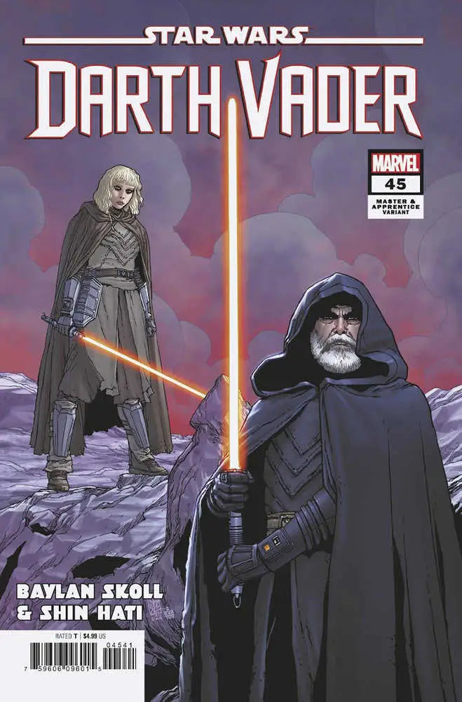 Comic book cover of Star Wars: Darth Vader #45 featuring cloaked figures with lightsabers