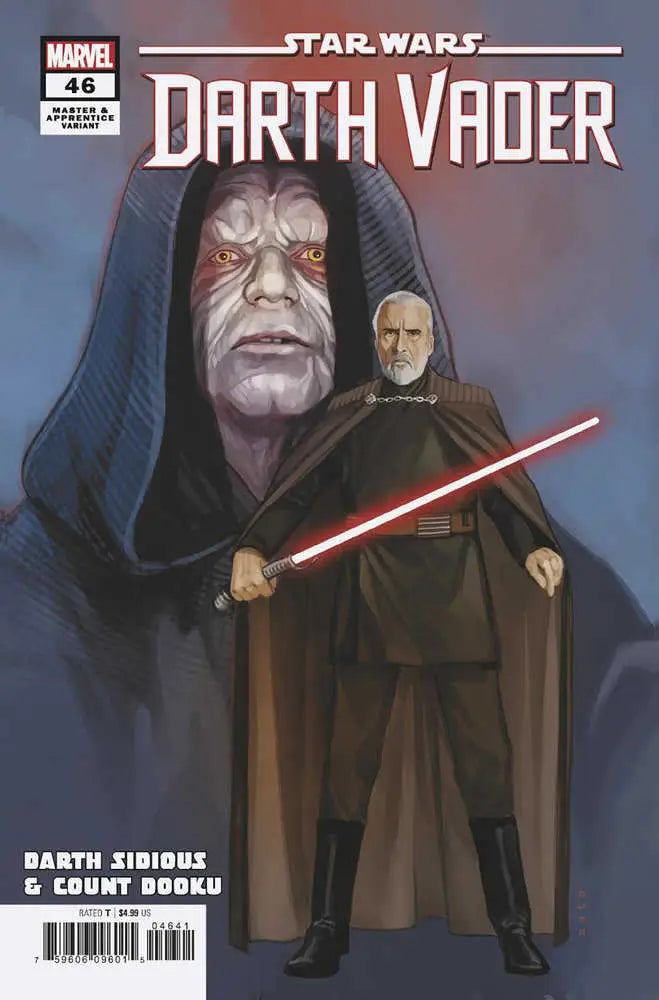 Comic book cover of Darth Vader with lightsaber in Star Wars trading cards series