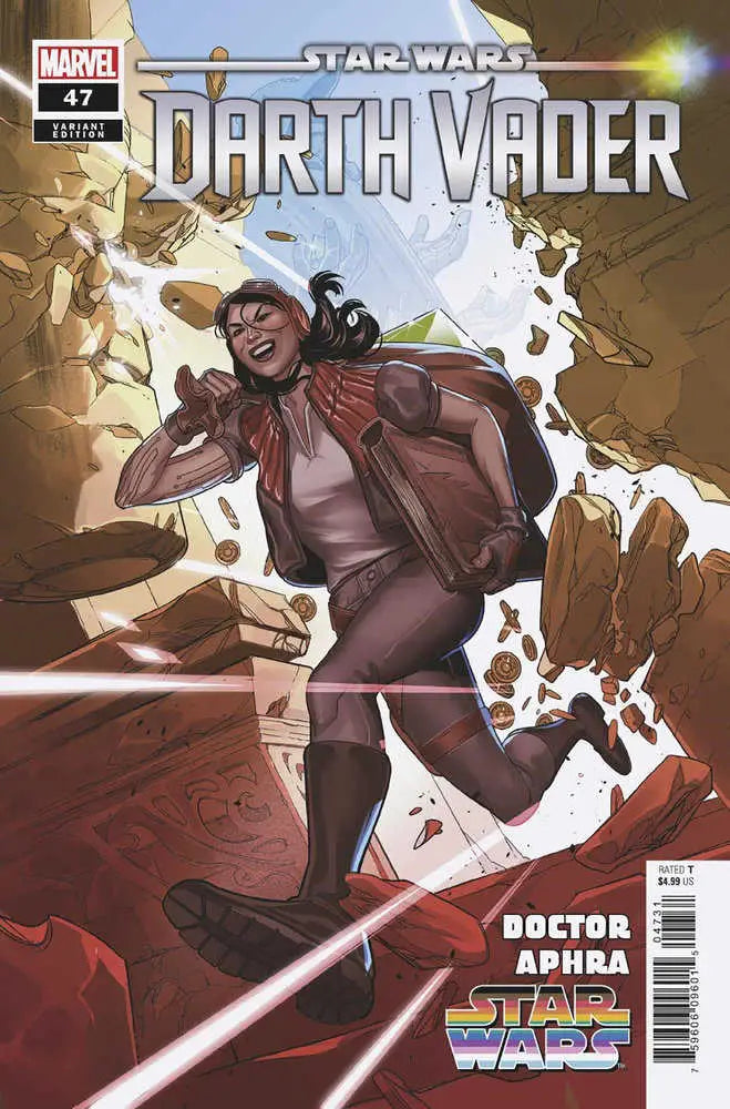 Comic book cover of Darth Vader dodging lasers in Pride Variant by Rachael Stott