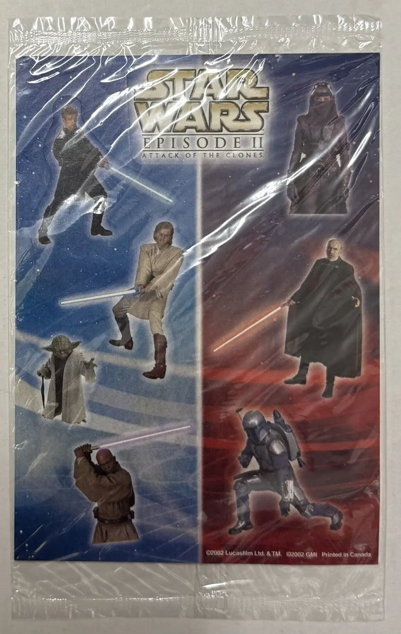 Star Wars Episode II Sticker Sheet 2002 - Entertainment Memorabilia