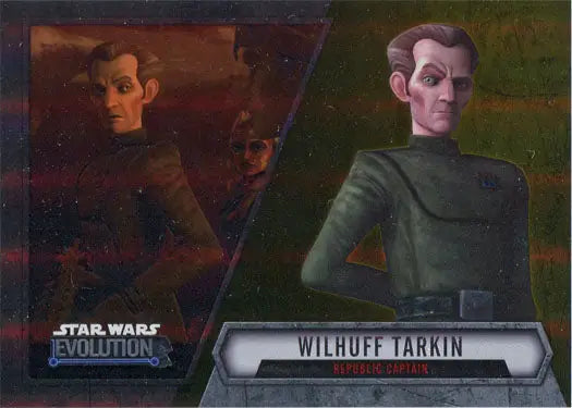Stern man in military uniform on Star Wars Evolution Gold Parallel Trading Card