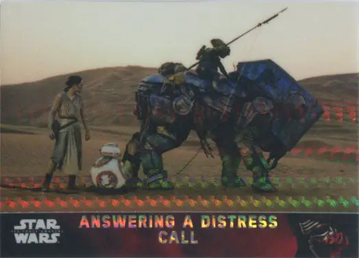 Trading card featuring Star Wars scene in desert, part of Chrome Base Prism Parallel Chase Card