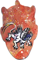 Griffin on mottled shield from Jason Atomic Star Wars Galaxy shaped sketch card