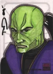 Star Wars Galaxy Series 5 sketch card by Tod Allen Smith featuring green-skinned bald man