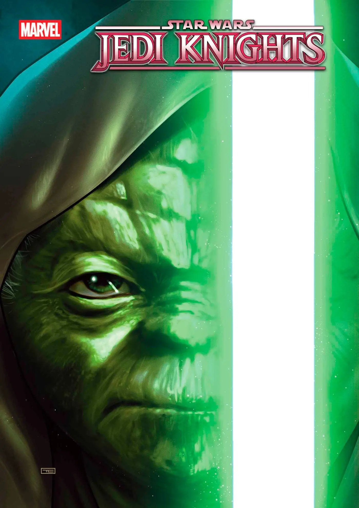 Yoda with lightsaber comic book cover featuring Taurin Clarke Lightsaber Variant for Jedi Knights