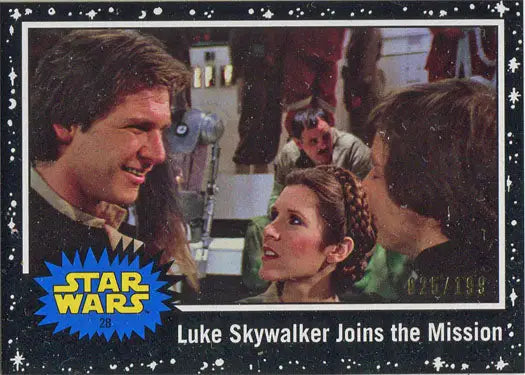Black Parallel Trading Card of Luke Skywalker in a Star Wars scene