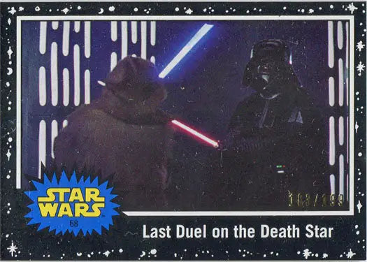 Star Wars Journey Rise Skywalker Black Parallel Card 68 featuring lightsaber duel scene