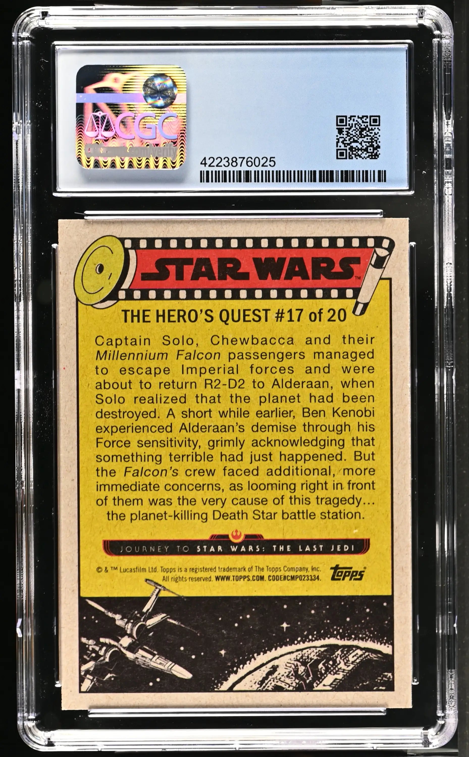 Vintage Star Wars parallel chase card in graded holder, Journey to Last Jedi Gold Base