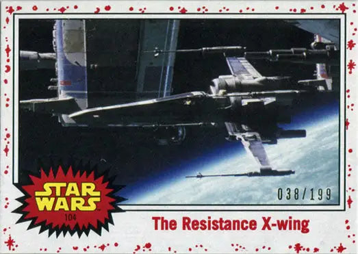 Sleek X-wing Starfighter in attack position on Star Wars Parallel Chase Card 104