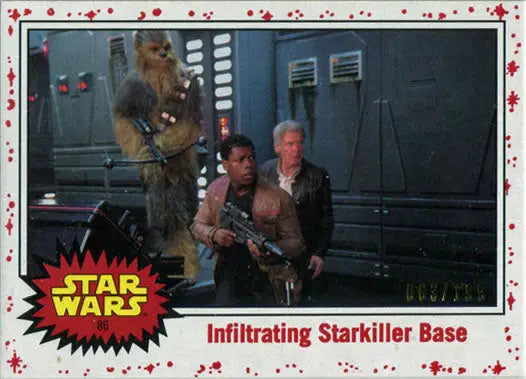 Star Wars parallel chase card featuring characters infiltrating Starkiller Base scene