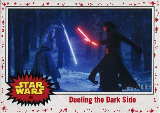 Star Wars Journey to Last Jedi Parallel Chase Card featuring a lightsaber duel scene