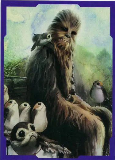 Wookiee character with Porgs on Star Wars Purple Parallel Character Portraits card