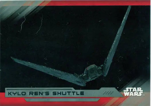 Spacecraft with wing-like structures in dark setting on Star Wars trading card 63