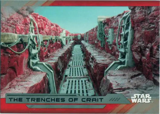 Narrow trench with metal grating in Star Wars trading cards artwork detail