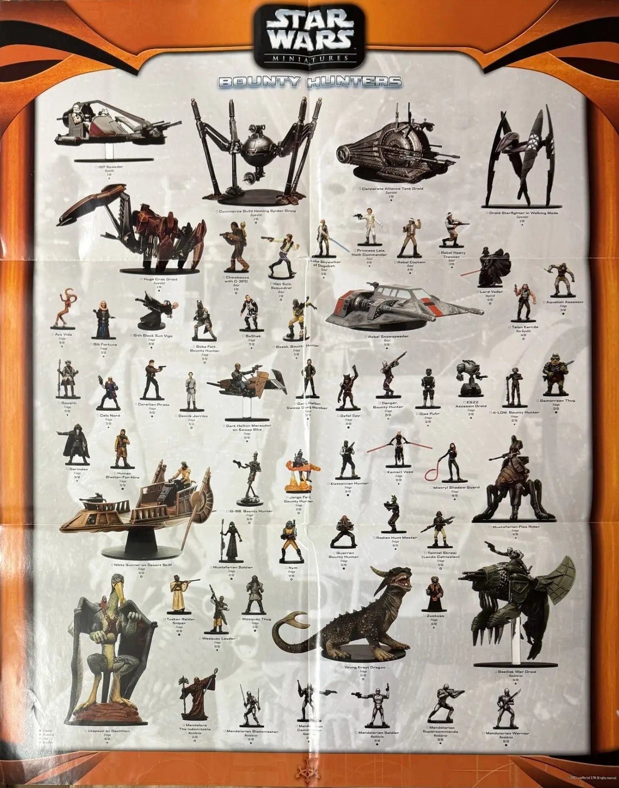 Star Wars Miniatures Bounty Hunters Set 2-Sided Checklist Poster - Other
