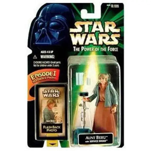 Star Wars POTF Aunt Beru action figure packaging with Service Droid and FlashBack Photo