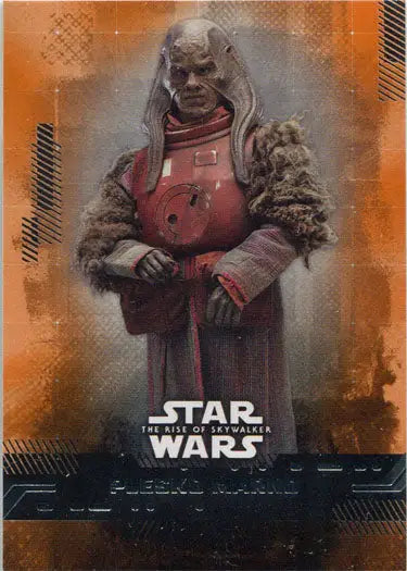 Alien creature in red and brown outfit from Star Wars Rise Skywalker trading cards orange parallel