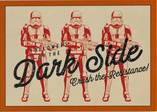 Three red Stormtroopers with Dark Side text on Star Wars Rise Skywalker Orange Parallel card