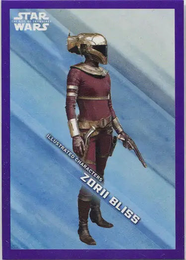 Zorii Bliss illustrated character from Star Wars Rise Skywalker trading cards