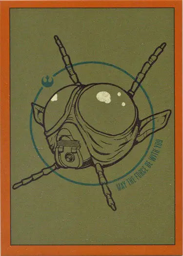 Stylized cartoon fly head image for Star Wars Rise Skywalker Orange Parallel trading card