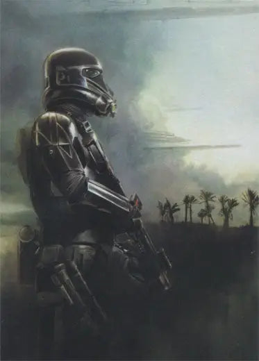 Imperial Death Trooper profile image on Star Wars Rogue One montage card trading cards