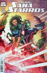 Comic book cover for Star Wars Sana Starros #2 with action and weaponry