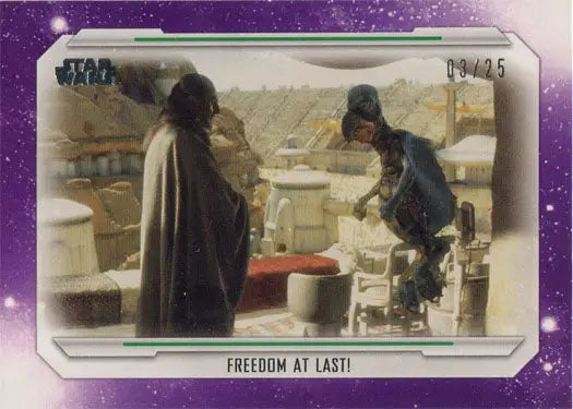 Trading card featuring Star Wars characters in a desert setting, Purple Parallel Base