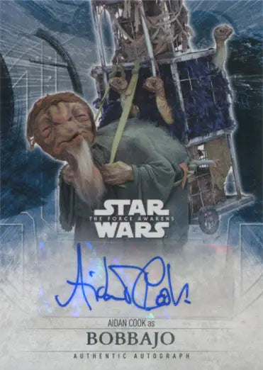 Star Wars The Force Awakens Series 2 Autograph Card Aidan Cook as Bobbajo with unique character design