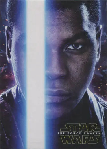 Close-up of Finn’s face in blue light on Star Wars Character Poster Card design