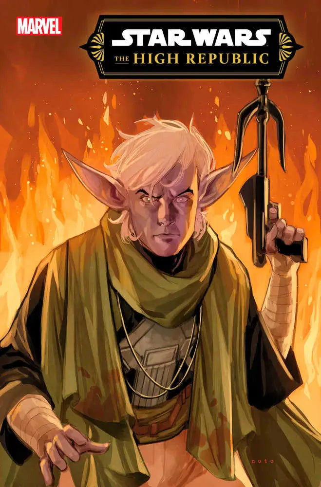 Comic book cover of Star Wars: The High Republic #6 with alien in green cloak and blaster